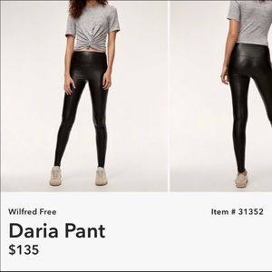 Aritzia Wilfred Free Daria Pant Faux  Leather high waisted leggings black szXS